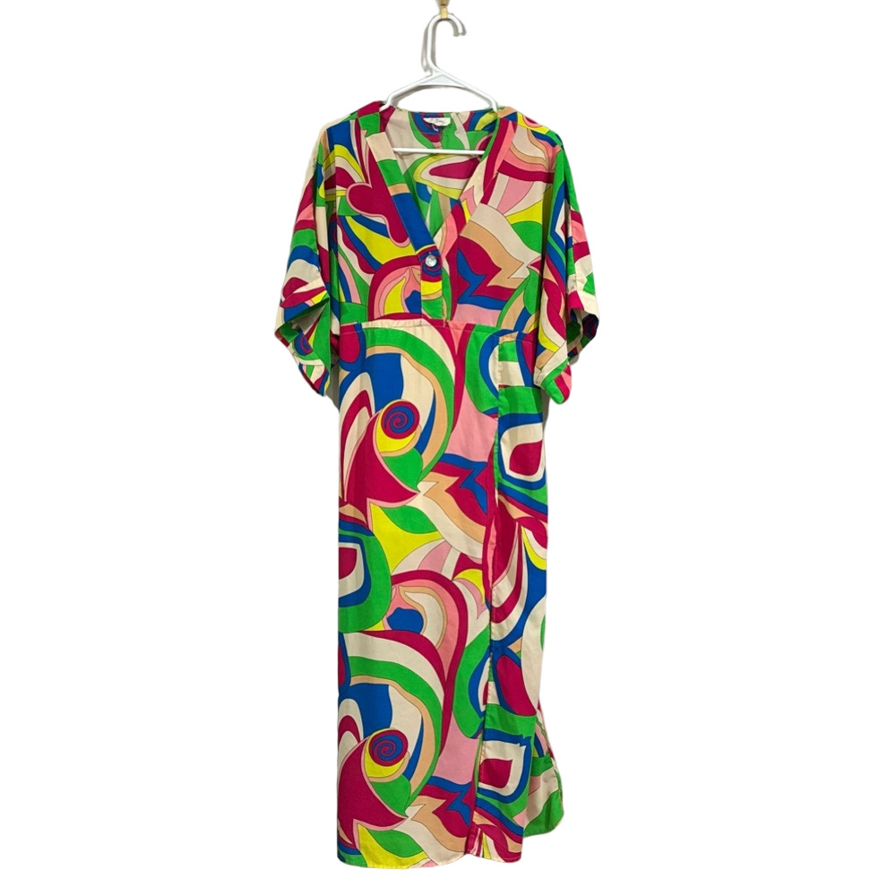 Entro Kimono Maxi Dress Size Small Multicolor Flowy Summer Beach Maxi Dress